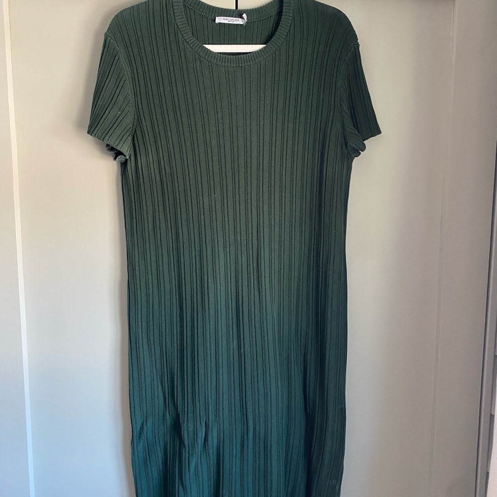 Elegant Green Ribbed Dress - MM LaFleur EUC!